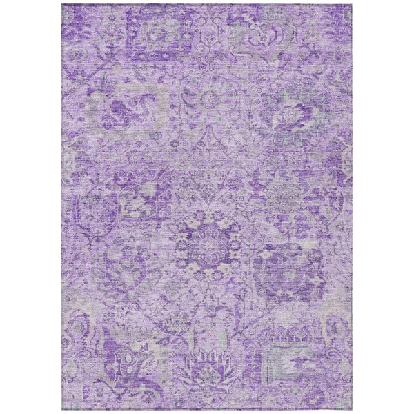 HomeRoots 5' Timeless Lavender and Gray Damask Area Rug for Indoor and Outdoor Spaces – Durable, Washable Design 10' X 14' 603772