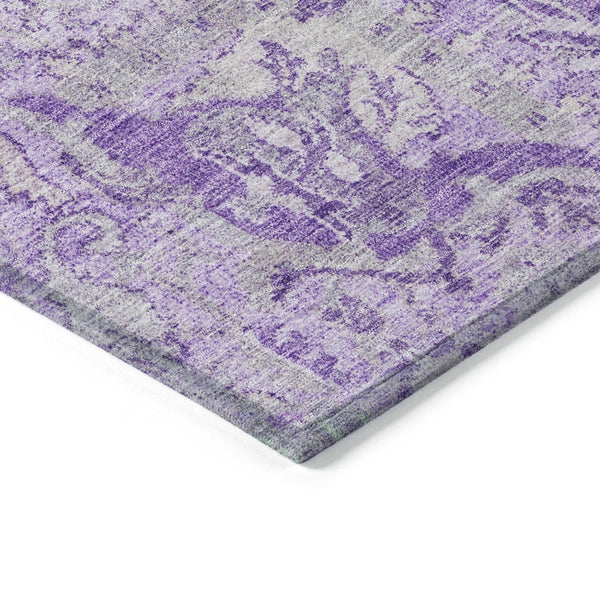 HomeRoots 5' Timeless Lavender and Gray Damask Area Rug for Indoor and Outdoor Spaces – Durable, Washable Design 10' X 14' 603772