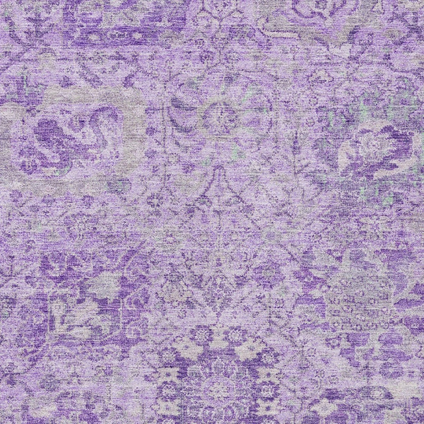 HomeRoots 5' Timeless Lavender and Gray Damask Area Rug for Indoor and Outdoor Spaces – Durable, Washable Design 10' X 14' 603772