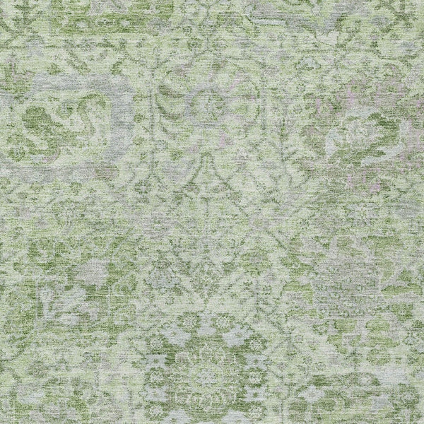 HomeRoots 5' Mint Green and Gray Damask Indoor Outdoor Area Rug - Durable, Stylish, Machine Washable Design 5' X 8' 603774