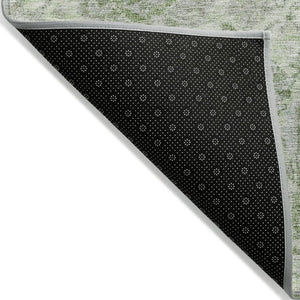 HomeRoots 5' Mint Green and Gray Damask Indoor Outdoor Area Rug - Durable, Stylish, Machine Washable Design 8' Round 603775