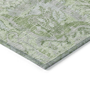 HomeRoots 5' Mint Green and Gray Damask Indoor Outdoor Area Rug - Durable, Stylish, Machine Washable Design 8' Round 603775