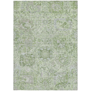 HomeRoots 5' Mint Green and Gray Damask Indoor Outdoor Area Rug - Durable, Stylish, Machine Washable Design 8' X 10' 603776