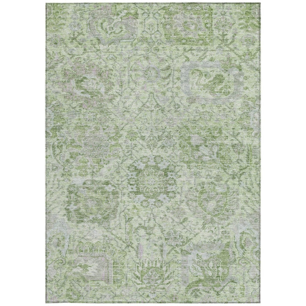 HomeRoots 5' Mint Green and Gray Damask Indoor Outdoor Area Rug - Durable, Stylish, Machine Washable Design 8' X 10' 603776