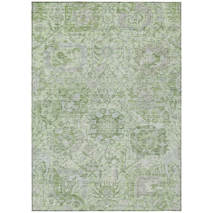 HomeRoots 5' Mint Green and Gray Damask Indoor Outdoor Area Rug - Durable, Stylish, Machine Washable Design 8' X 10' 603776