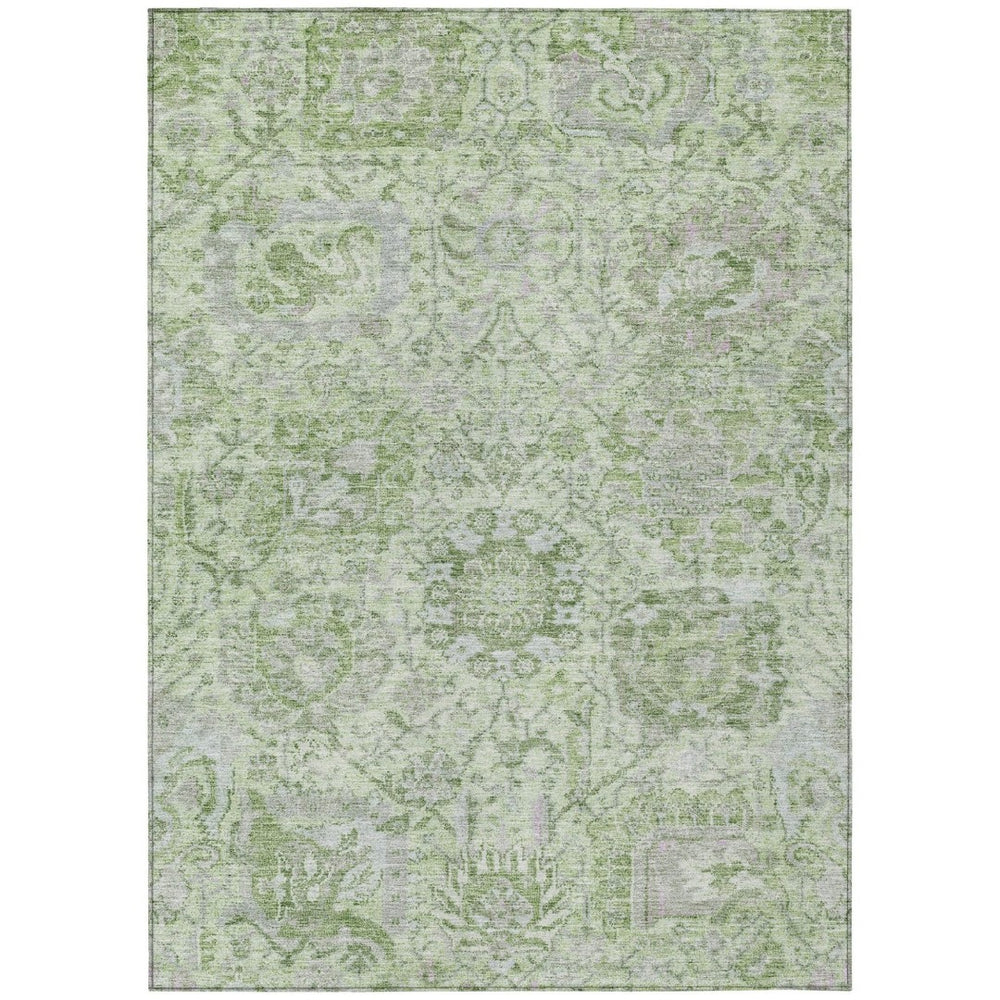 HomeRoots 9' Stylish Mint Green & Gray Damask Area Rug - Washable, Durable, Perfect for Indoor & Outdoor Spaces! 603777