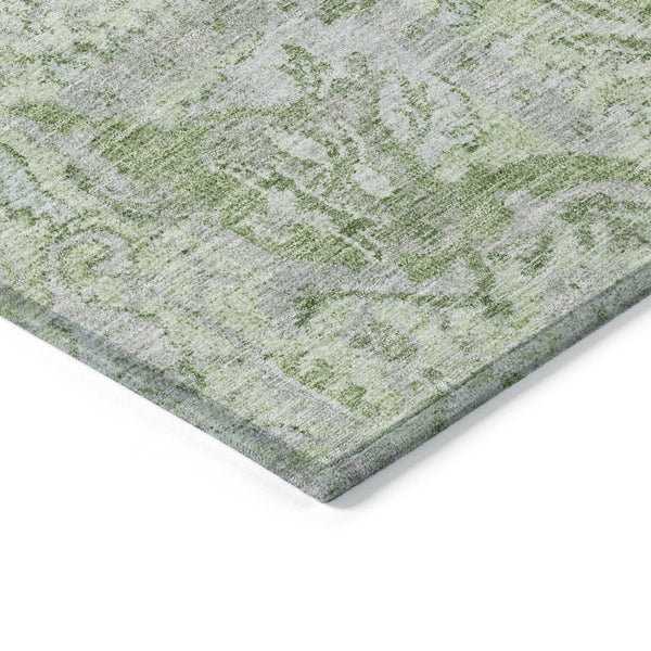 HomeRoots 5' Mint Green and Gray Damask Indoor Outdoor Area Rug - Durable, Stylish, Machine Washable Design 10' X 14' 603778