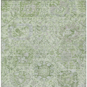 HomeRoots 5' Mint Green and Gray Damask Indoor Outdoor Area Rug - Durable, Stylish, Machine Washable Design 10' X 14' 603778
