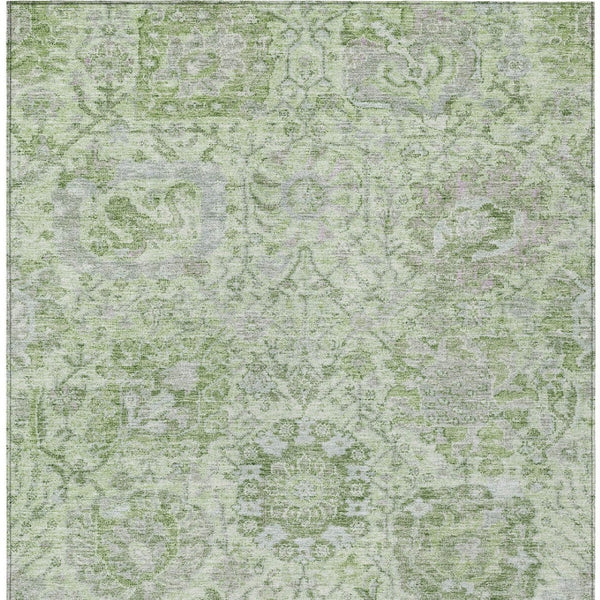 HomeRoots 5' Mint Green and Gray Damask Indoor Outdoor Area Rug - Durable, Stylish, Machine Washable Design 10' X 14' 603778