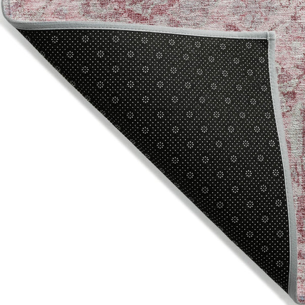 HomeRoots 5' Pink and Gray Damask Area Rug - Durable, Washable Design for Indoor and Outdoor Spaces 5' X 8' 603780