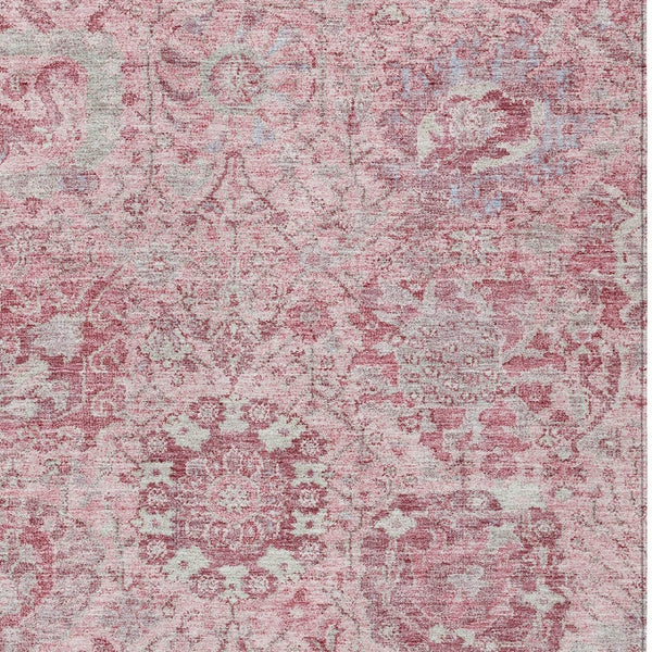 HomeRoots 5' Pink and Gray Damask Area Rug - Durable, Washable Design for Indoor and Outdoor Spaces 5' X 8' 603780
