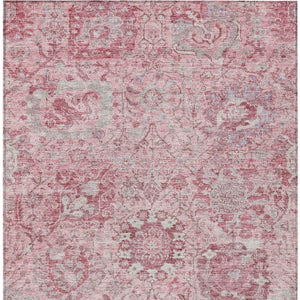 HomeRoots 5' Pink and Gray Damask Area Rug - Durable, Washable Design for Indoor and Outdoor Spaces 8' X 10' 603782