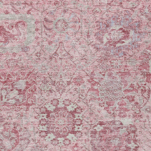 HomeRoots 5' Pink and Gray Damask Area Rug - Durable, Washable Design for Indoor and Outdoor Spaces 8' X 10' 603782