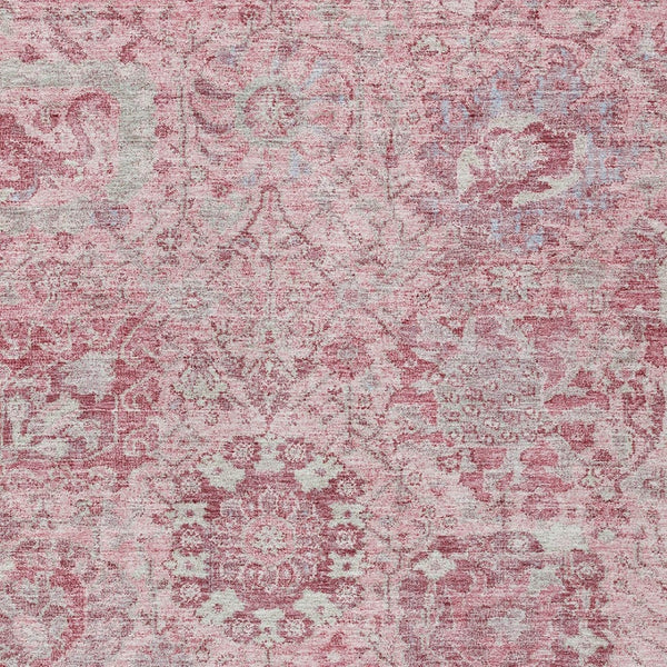 HomeRoots 5' Pink and Gray Damask Area Rug - Durable, Washable Design for Indoor and Outdoor Spaces 8' X 10' 603782