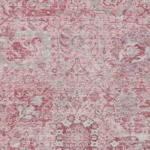HomeRoots 9' Elegant Pink and Gray Damask Area Rug - Washable, Durable, Indoor/Outdoor Design for Any Space 603783