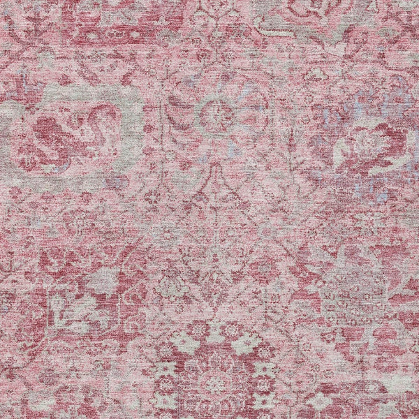 HomeRoots 9' Elegant Pink and Gray Damask Area Rug - Washable, Durable, Indoor/Outdoor Design for Any Space 603783