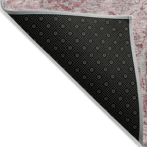 HomeRoots 5' Pink and Gray Damask Area Rug - Durable, Washable Design for Indoor and Outdoor Spaces 10' X 14' 603784