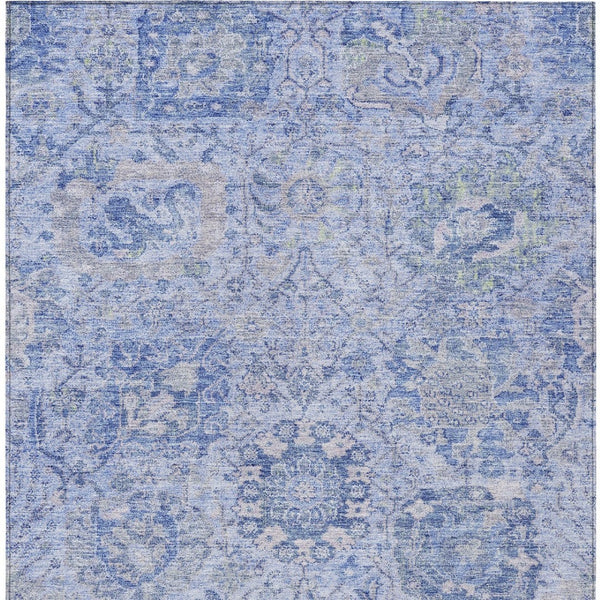 HomeRoots 5' Elegant Sky Blue Damask Area Rug – Stylish, Stain-Resistant, Machine Washable for Indoor & Outdoor Use 10' X 14' 603790