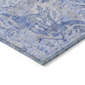 HomeRoots 5' Elegant Sky Blue Damask Area Rug – Stylish, Stain-Resistant, Machine Washable for Indoor & Outdoor Use 10' X 14' 603790