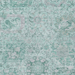 HomeRoots 5' Teal Blue and Gray Damask Area Rug - Elegant, Washable Design for Indoor and Outdoor Spaces 5' X 8' 603792