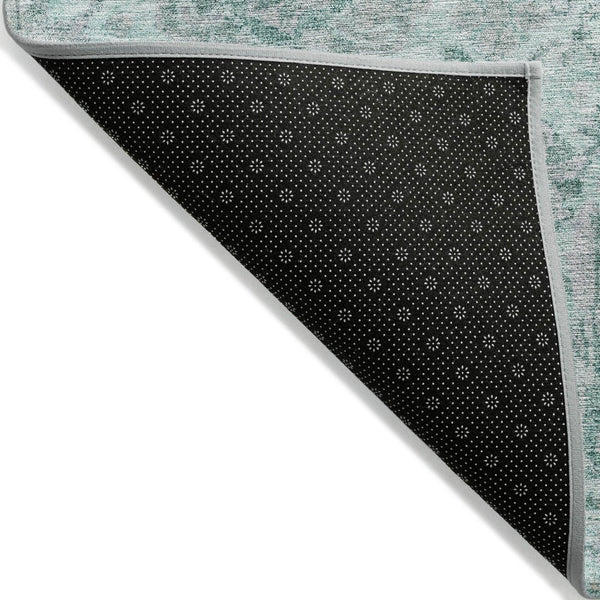 HomeRoots 5' Teal Blue and Gray Damask Area Rug - Elegant, Washable Design for Indoor and Outdoor Spaces 8' X 10' 603794
