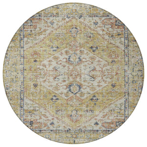 Homeroots 3' Transform Your Space With A Wheat Terra Cotta And Black Oriental Washable Area Rug For Any Setting 8' Round Polyester 603799