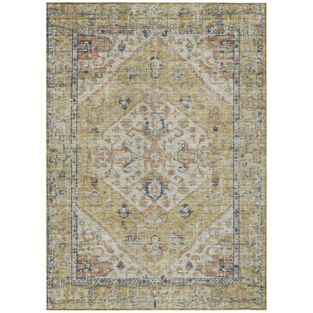 HomeRoots 9' X 12' Durable Wheat Terra Cotta & Black Oriental Rug for Indoor/Outdoor Spaces - Easy Care! 603801