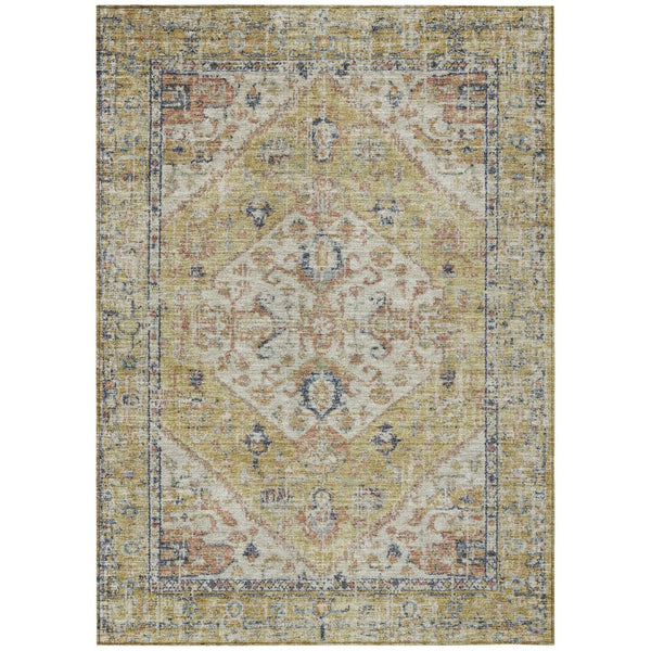 HomeRoots 9' X 12' Durable Wheat Terra Cotta & Black Oriental Rug for Indoor/Outdoor Spaces - Easy Care! 603801