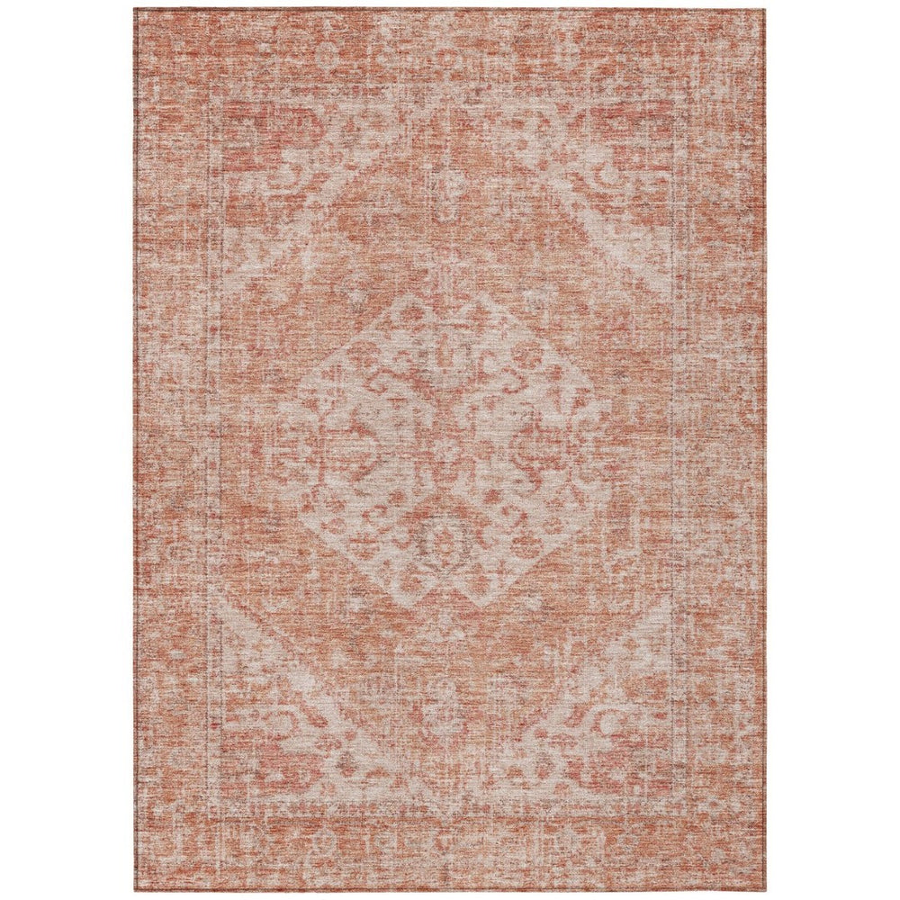 HomeRoots 5' Coral and Pink Oriental Area Rug - Washable, Durable Design for Indoor and Outdoor Elegance 8' X 10' 603806