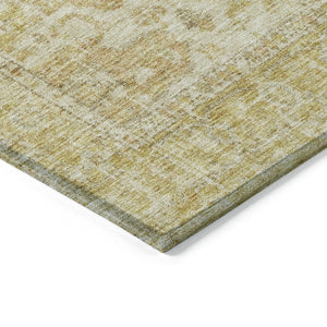 HomeRoots 5' Elegant Gold Tan Beige Oriental Area Rug - Durable, Washable for Indoor & Outdoor Spaces 5' X 8' 603810