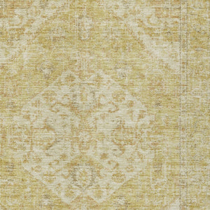 HomeRoots 5' Elegant Gold Tan Beige Oriental Area Rug - Durable, Washable for Indoor & Outdoor Spaces 5' X 8' 603810