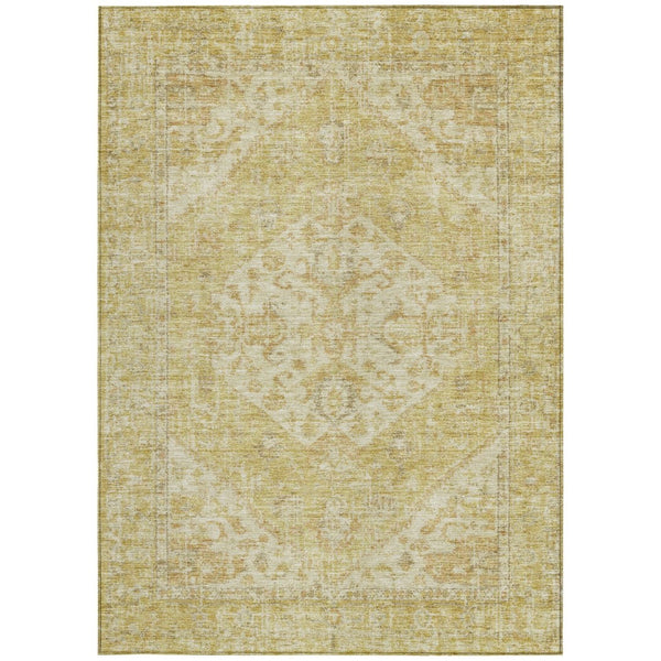 HomeRoots 9' X 12' Gold Tan Beige Oriental Washable Area Rug - Elegant Durable Design for Indoor & Outdoor Use 603813