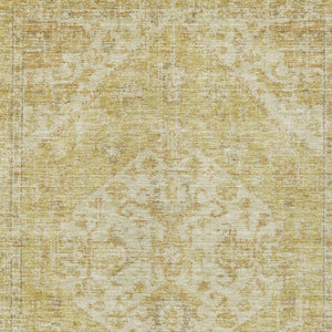 HomeRoots 5' Elegant Gold Tan Beige Oriental Area Rug - Durable, Washable for Indoor & Outdoor Spaces 10' X 14' 603814