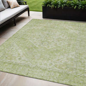 HomeRoots 5' Elegant Sage and Ivory Oriental Indoor Outdoor Area Rug – Durable, Washable, Timeless Design 5' X 8' 603816