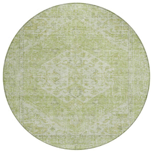 HomeRoots 5' Elegant Sage and Ivory Oriental Indoor Outdoor Area Rug – Durable, Washable, Timeless Design 8' Round 603817