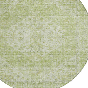 HomeRoots 5' Elegant Sage and Ivory Oriental Indoor Outdoor Area Rug – Durable, Washable, Timeless Design 8' Round 603817