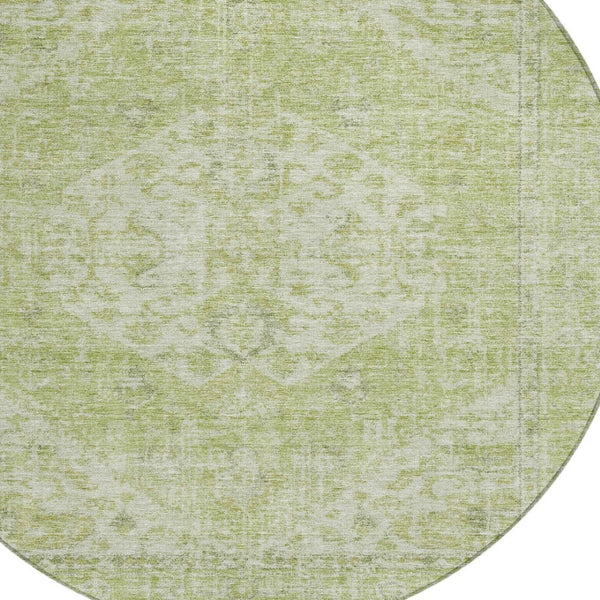 HomeRoots 5' Elegant Sage and Ivory Oriental Indoor Outdoor Area Rug – Durable, Washable, Timeless Design 8' Round 603817