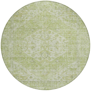 HomeRoots 5' Elegant Sage and Ivory Oriental Indoor Outdoor Area Rug – Durable, Washable, Timeless Design 8' Round 603817