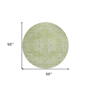 HomeRoots 5' Elegant Sage and Ivory Oriental Indoor Outdoor Area Rug – Durable, Washable, Timeless Design 8' Round 603817