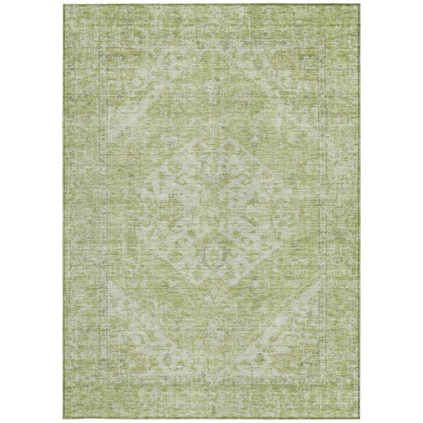 HomeRoots 5' Elegant Sage and Ivory Oriental Indoor Outdoor Area Rug – Durable, Washable, Timeless Design 8' X 10' 603818