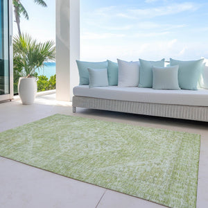 HomeRoots 9' X 12' Sage And Ivory Oriental Rug - Durable, Washable Design for Indoor & Outdoor Elegance 603819