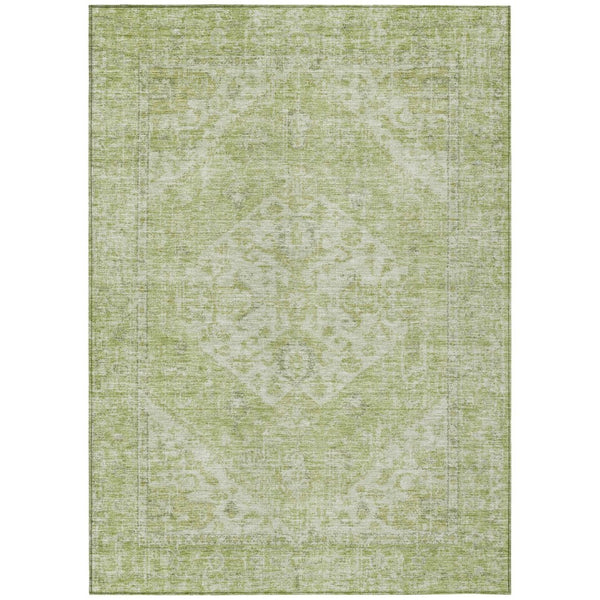 HomeRoots 9' X 12' Sage And Ivory Oriental Rug - Durable, Washable Design for Indoor & Outdoor Elegance 603819