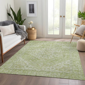 HomeRoots 9' X 12' Sage And Ivory Oriental Rug - Durable, Washable Design for Indoor & Outdoor Elegance 603819