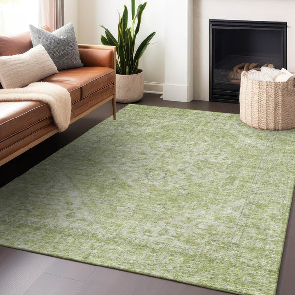 HomeRoots 5' Elegant Sage and Ivory Oriental Indoor Outdoor Area Rug – Durable, Washable, Timeless Design 10' X 14' 603820