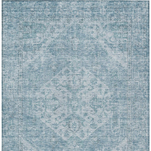 HomeRoots 5' Elegant Sky Blue and Ivory Oriental Washable Area Rug for Indoor and Outdoor Spaces, Easy Care 5' X 8' 603822