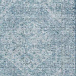 HomeRoots 5' Elegant Sky Blue and Ivory Oriental Washable Area Rug for Indoor and Outdoor Spaces, Easy Care 5' X 8' 603822