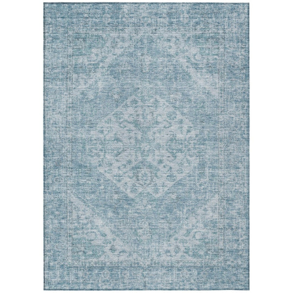 HomeRoots 9' Sky Blue and Ivory Oriental Area Rug - Durable, Washable Indoor/Outdoor Style for Any Space 603825