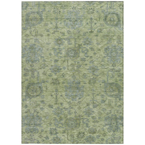 Homeroots 3' Artichoke Green And Gray Damask Washable Area Rug For Stylish Indoor And Outdoor Spaces 3' X 5' Polyester 603827