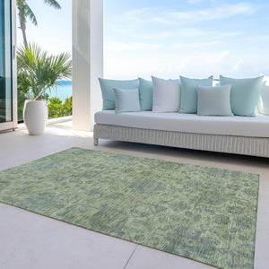 Homeroots 3' Artichoke Green And Gray Damask Washable Area Rug For Stylish Indoor And Outdoor Spaces 8' X 10' Polyester 603830