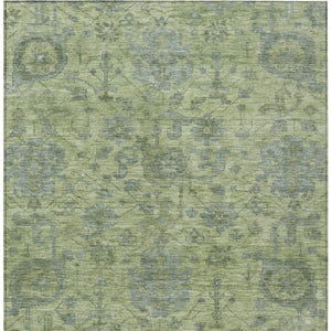 Homeroots 3' Artichoke Green And Gray Damask Washable Area Rug For Stylish Indoor And Outdoor Spaces 10' X 14' Polyester 603832